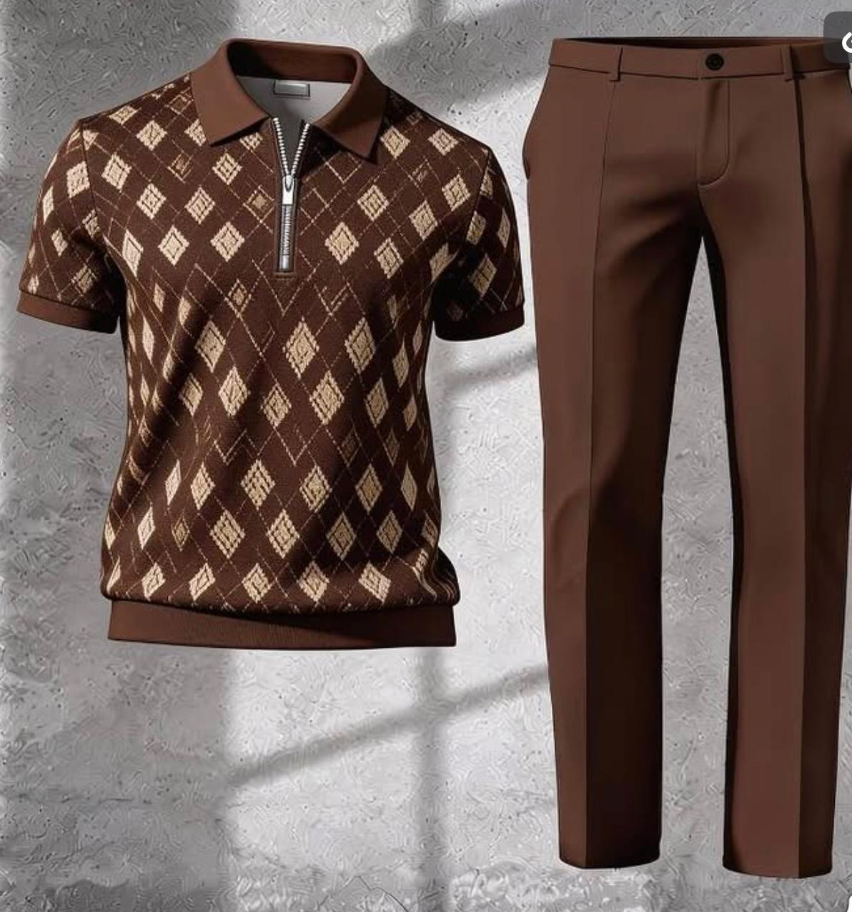Cocoa Argyle Polo Set