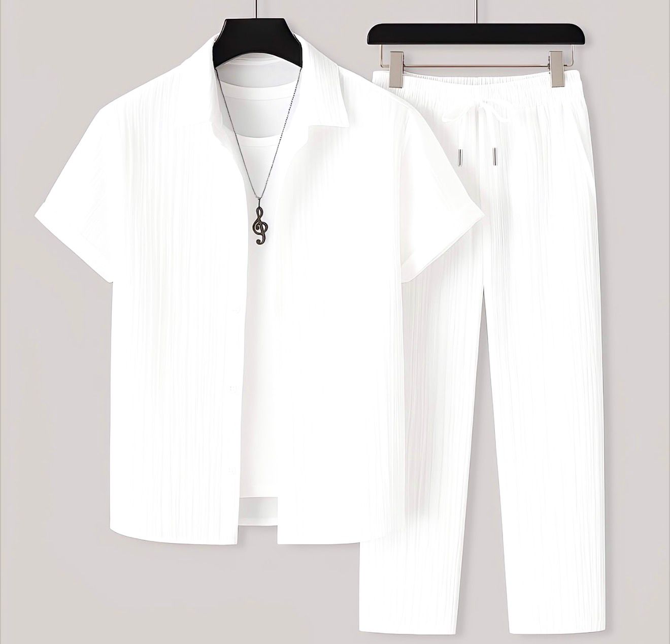 Pleated White Resort Set
