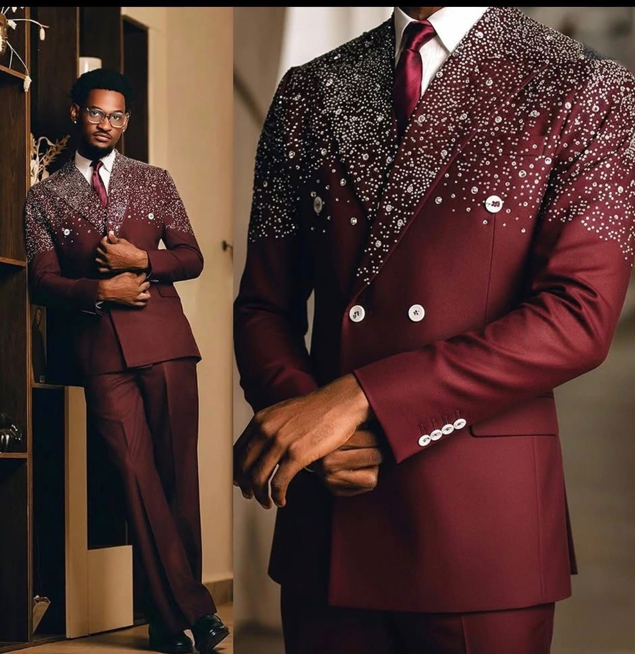 Crystal Burgundy Suit